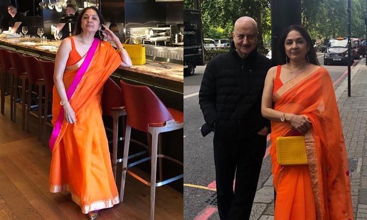 साड़ी पहनकर लंदन के Bar में पहुंची अभिनेत्री नीना गुप्ता, फोटो देख यूजर्स के उड़ गए होश